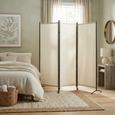 HOMCOM 6' 3-Panel Room Divider Privacy Screen, Beige