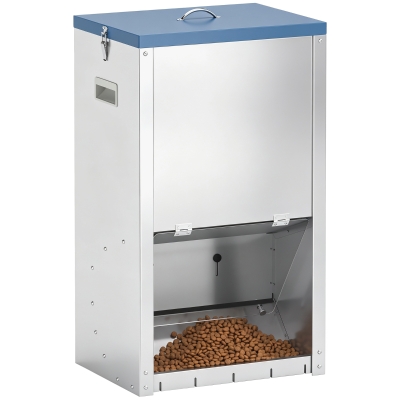 PawHut 50lbs Automatic Dog Feeder, Galvanized, Lockable Door