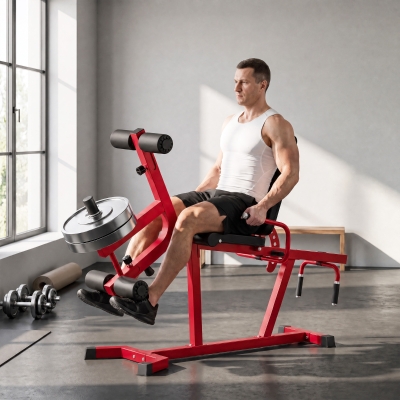 Soozier 3-in-1 Leg Extension and Curl Machine, 660LBS Heavy Duty Adjustable Weight Bench with Leg Developer, Red