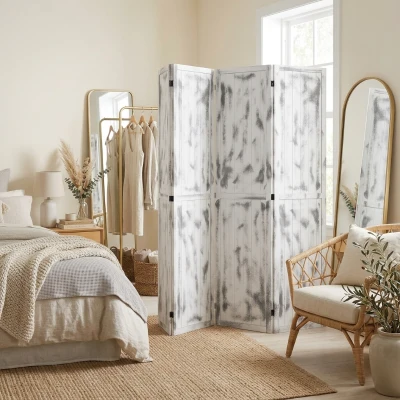 HOMCOM 5.5' Foldable Room Divider Screen, Rustic White
