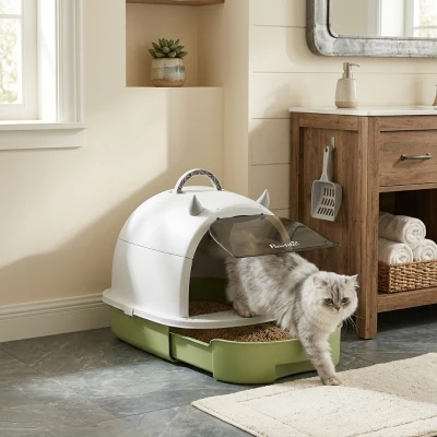Cat Litter Box 15.9" W x 20.5" D x 15.4" H Green