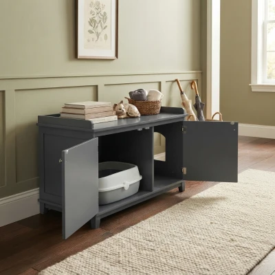 PawHut Cat Litter Box Furniture with Hidden Storage