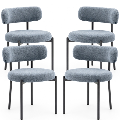 HOMCOM Modern Boucle Dining Chairs Set of 4, Upholstered, Gray