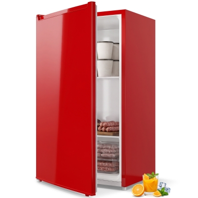 HOMCOM Compact Upright Freezer, 2.1 Cubic Feet Mini Freezer with Reversible Door, 2 Shelves, Adjustable Temperature, Red