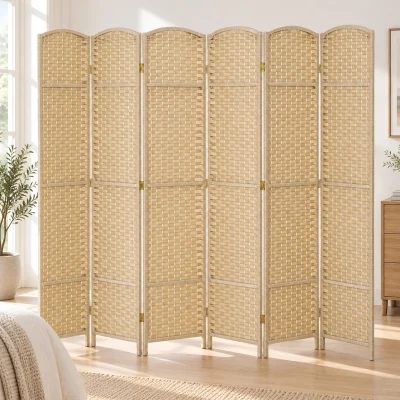 HOMCOM 6-Panel Folding Privacy Screen Room Divider, Beige
