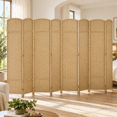 HOMCOM 8-Panel Folding Room Divider, 5.6' Tall Privacy Screen, Wood