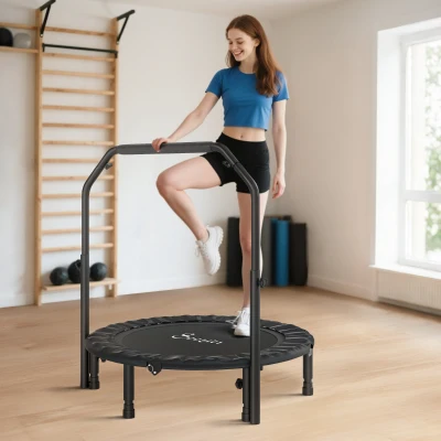 Soozier 40" Foldable Mini Rebounder Trampoline with Handle, Black