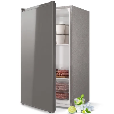 HOMCOM Compact Upright Freezer, 2.1 Cubic Feet Mini Freezer with Reversible Door, 2 Shelves, Adjustable Temperature, Grey