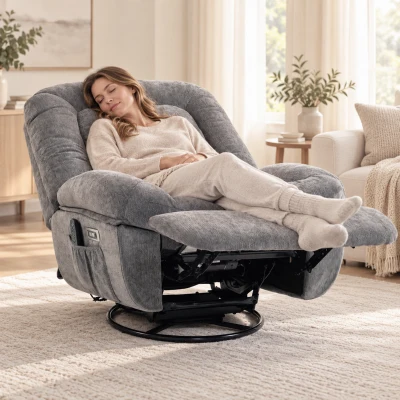 HOMCOM Power Recliner Chair, Massage Heat Swivel Rocker, Gray