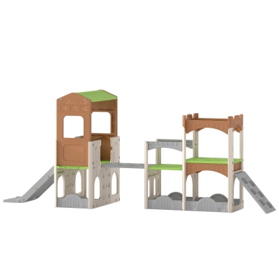 Qaba 8-in-1 Toddler Indoor Slide Playset with Climber & Storage