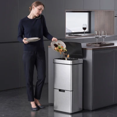 HOMCOM 19 Gal Stainless Steel Motion Sensor Kitchen Trash Can, Silver
