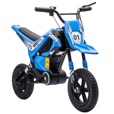 Qaba 24V Kids Electric Motorcycle, 180W Motor, 12" Tires, Blue