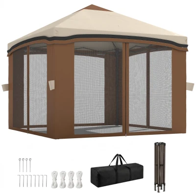 Outsunny 10' x 10' Pop Up Canopy with Netting, Foldable Tents for Parties, Height Adjustable, with Storage Bag