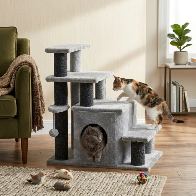 cat stair 23.6" L x 15.7" W x 26" H Gray
