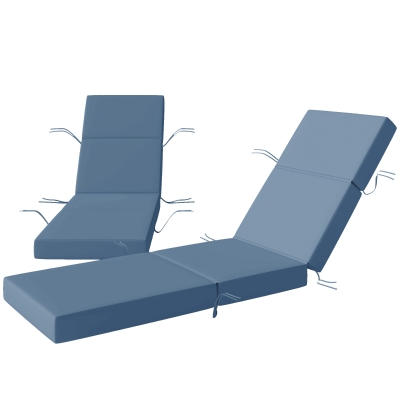 Outsunny Set of 2 Outdoor Chaise Lounge Cushions, 4" Thick, Navy Blue