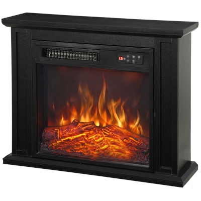 HOMCOM 26" Electric Fireplace TV Stand with Mantel, Black