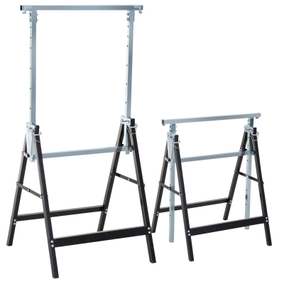 HOMCOM Set of 2 Adjustable Steel Folding Saw Horses, Black