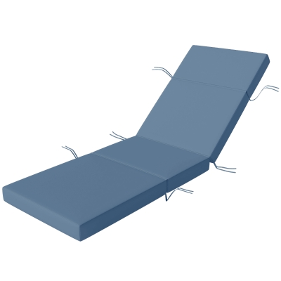 Outsunny 4" Outdoor Chaise Lounge Cushion with Ties, Navy Blue