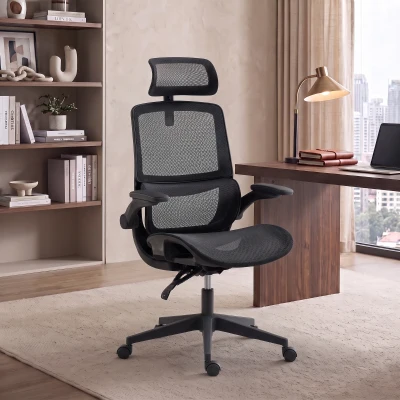 HOMCOM Ergonomic Mesh Office Chair, Lumbar Support, Black