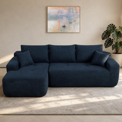 Modern Cloud Sectional with L-Shape Chaise and Deep Seat, 85'' L x 53" W x 24" H, Blue