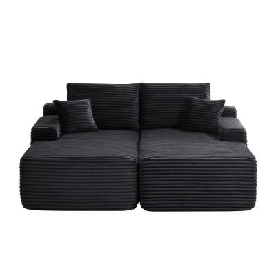 Cozy Modern Cloud Sectional with L-Shape Chaise and Deep Seat, 75.5'' L x 66" W x 26" H, Black