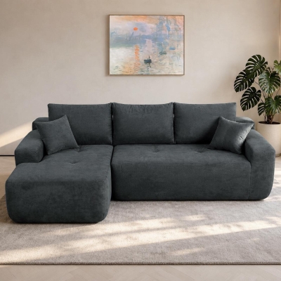 Modern Cloud Sectional with L-Shape Chaise and Deep Seat, 85'' L x 53" W x 24" H, Grey