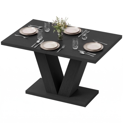 HOMCOM Modern Dining Table, 47.2" Rectangular Black Wood, 4-Seater