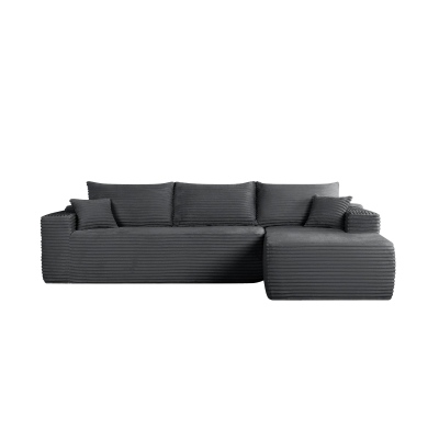 Cushioned Fabric Sofa with L-Shaped Chaise and Side Pockets, 108'' L x 63" W x 23" H, Grey Right