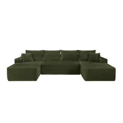 Snug Corduroy Sectional Sofa with U-Shaped Chaise and Side Pockets, 134'' L x 66" W x 26" H, Green