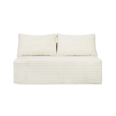 Cozy Modern Cloud Sectional with Double Chaise and Plush Fabric, 57'' L x 35" W x 24" H, White