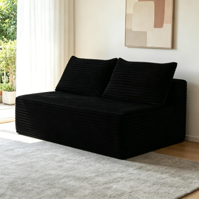 Cozy Cloud Sectional with Double Chaise and Deep Seat, 57'' L x 35" W x 24" H, Black