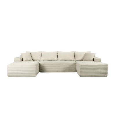 Tender Fabric Sectional Sofa with U-Shaped Chaise and Side Pockets, 126'' L x 66" W x 26" H, Beige