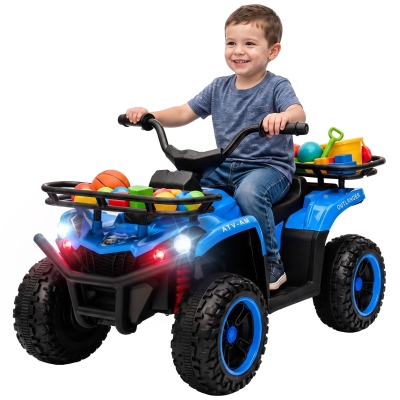 Qaba 24V Kids Ride On ATV 4 Wheeler with Dual Motors, Blue