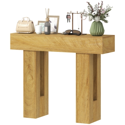HOMCOM 42" Console Table with Thickened Tabletop, Oak