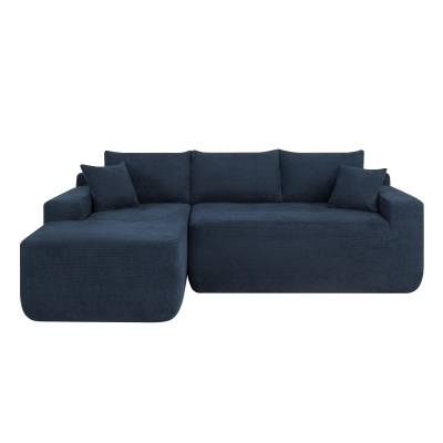 Modern Cloud Sectional with L-Shape Chaise and Deep Seat, 85'' L x 53" W x 24" H, Blue