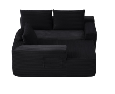 Modern Cloud Sectional with L-Shape Chaise and Deep Seat, 97'' L x 60" W x 31" H, Black