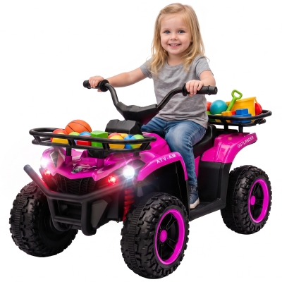 Qaba 24V Kids Ride On ATV 4-Wheeler with Dual Motors, Pink