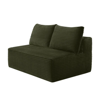 Cozy 2-Seat Chaise Lounge with Cup Holder and Plush Fabric, 57'' L x 39" W x 33" H, Green