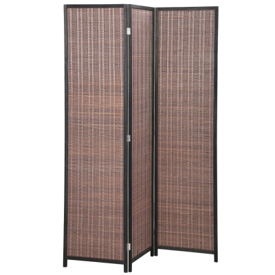 HOMCOM 3-Panel Wood Room Divider, 6 Ft, Black Brown, Freestanding