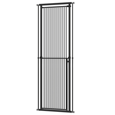 PawHut 44"-79" Extra Tall Pet Gate, Two-Way Open, Black