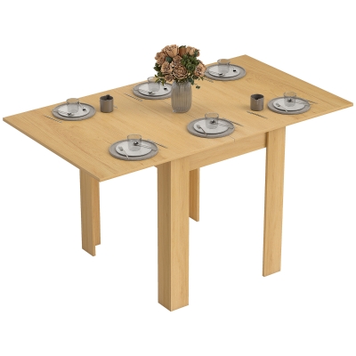 HOMCOM Extendable Dining Table for 4-6, Folding, 28"-55", Natural