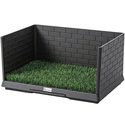 PawHut Dog Grass Pad with Tray, Indoor Potty Training Pad Holder