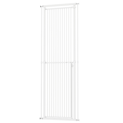 PawHut 44"-79" Extra Tall Pet Gate, Pressure Mounted, White