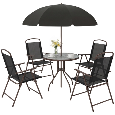 Outsunny 6-Piece Patio Dining Set for 4, Black