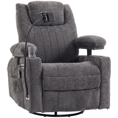 HOMCOM Swivel Power Recliner Chair with Massage Heat, Dark Gray