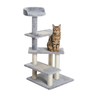 PawHut 40" 5-Level Cat Tree Scratcher with Resting Perch - Gray