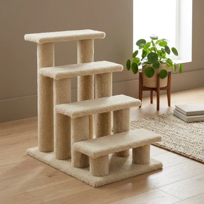 PawHut 25" Multi-Level Cat Scratching Post Stairs, Beige