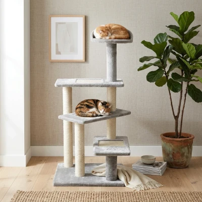 PawHut 40" 5-Level Cat Tree Scratcher with Resting Perch - Gray