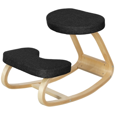 HOMCOM Ergonomic Kneeling Chair, Wood Frame, 264 lb, Black