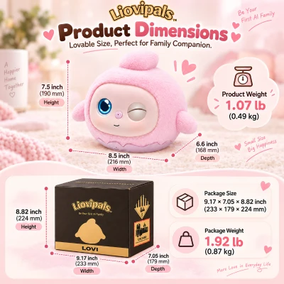 Lovi AI Companion Interactive Robot for Play, Bedtime and Learning, Pink